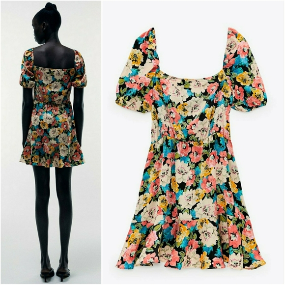 ZARA // silky floral flounce dress - Picture 3 of 14